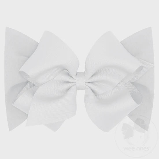 Small King Grosgrain Bow Matching Cotton Jersey Baby Headband - WHT