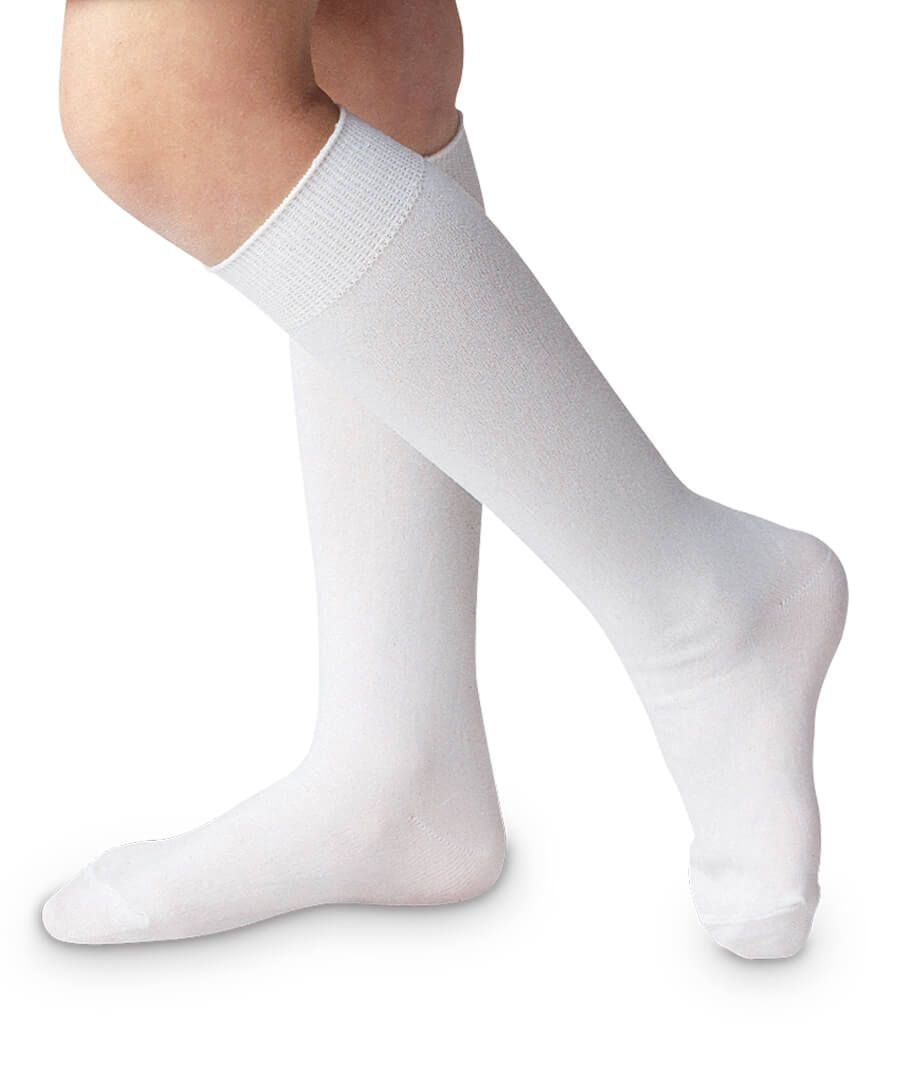 Classic White Nylon Knee High Socks - White