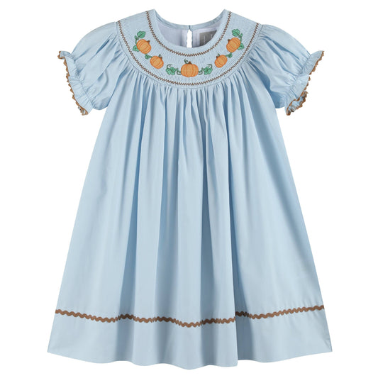 Blue Pumpkin Gingham Smocked Bishop Dress