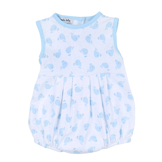 Sweet Whales Blue Printed Sleeveless Boy Bubble