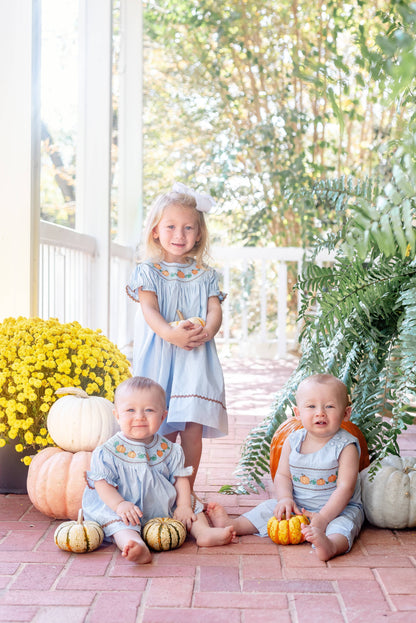 Blue Pumpkin Gingham Smocked Bishop Dress