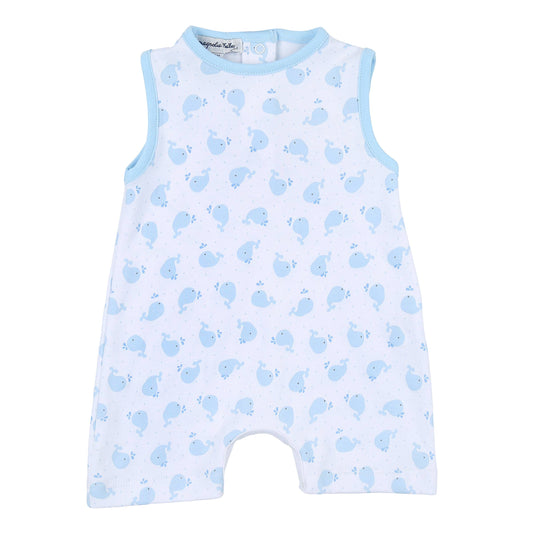 Sweet Whales Blue Printed Sleeveless Short Playsuit