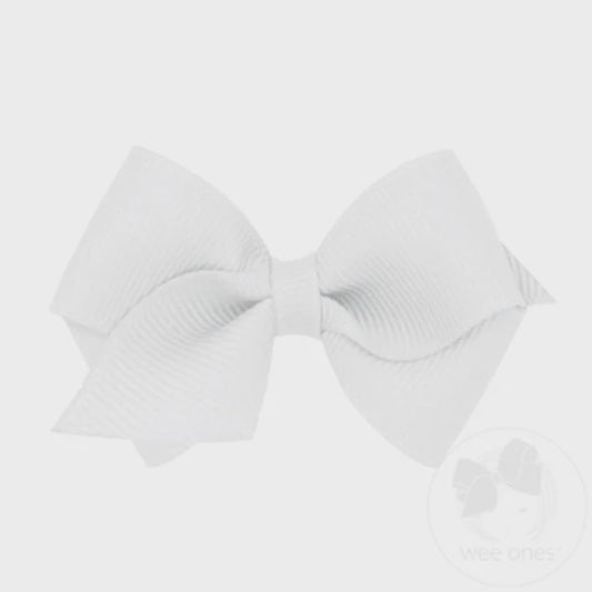 Wee Classic Grosgrain Girls Hair Bow - WHT