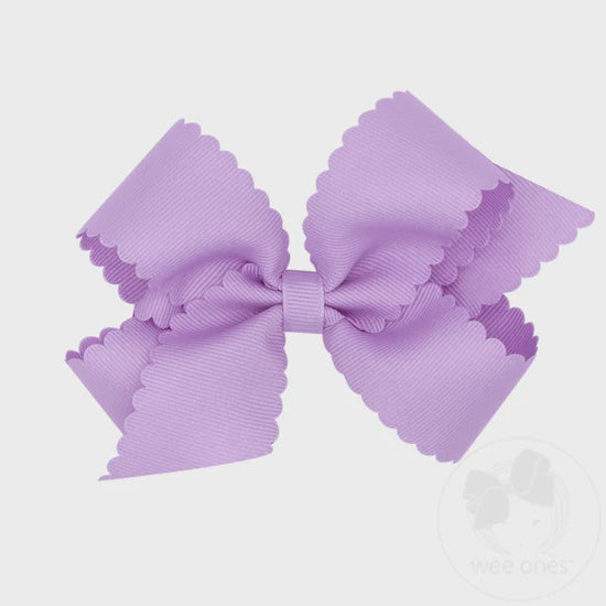 Medium Grosgrain Hair Bow with Scalloped Edge-LOR