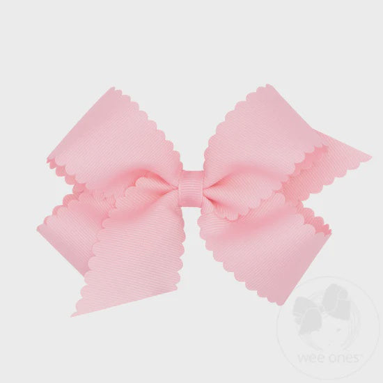 Medium Grosgrain Hair Bow with Scalloped Edge - LPK