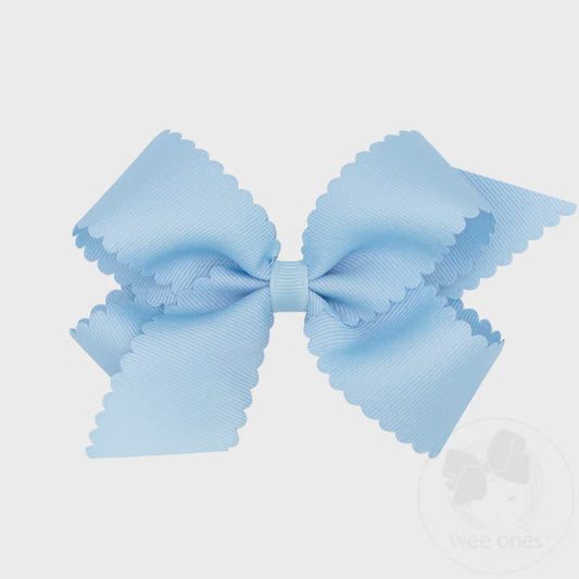 Medium Grosgrain Hair Bow with Scalloped Edge-MIB