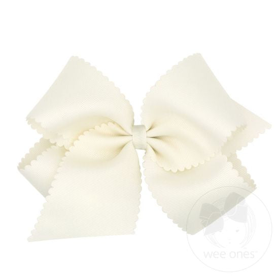 King Grosgrain Hair Bow Scalloped Edge - ANW