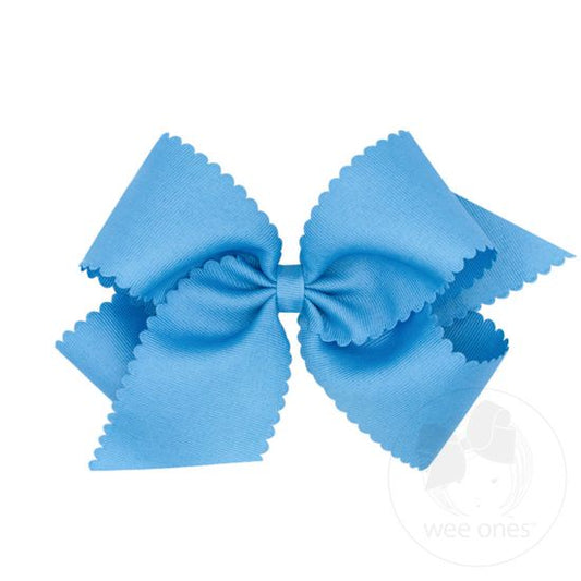 King Grosgrain Hair Bow Scalloped Edge-COP