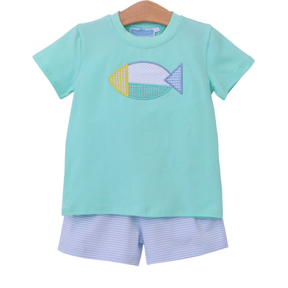 Color Block Fish Short Set - Trotter Street Kids