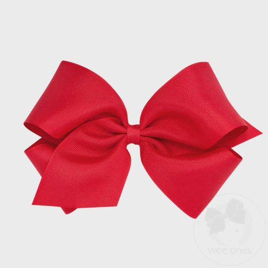 King Classic Grosgrain Hair Bow (Plain Wrap) - RED