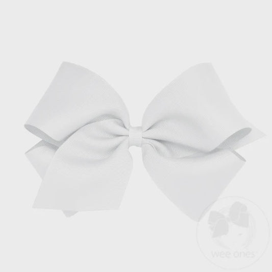 King Classic Grosgrain Hair Bow (Plain Wrap)-WHT