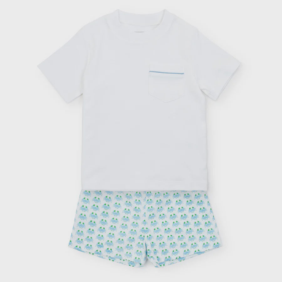 WALKER BOYS' PIMA COTTON SHORT SET - COOL CRABS