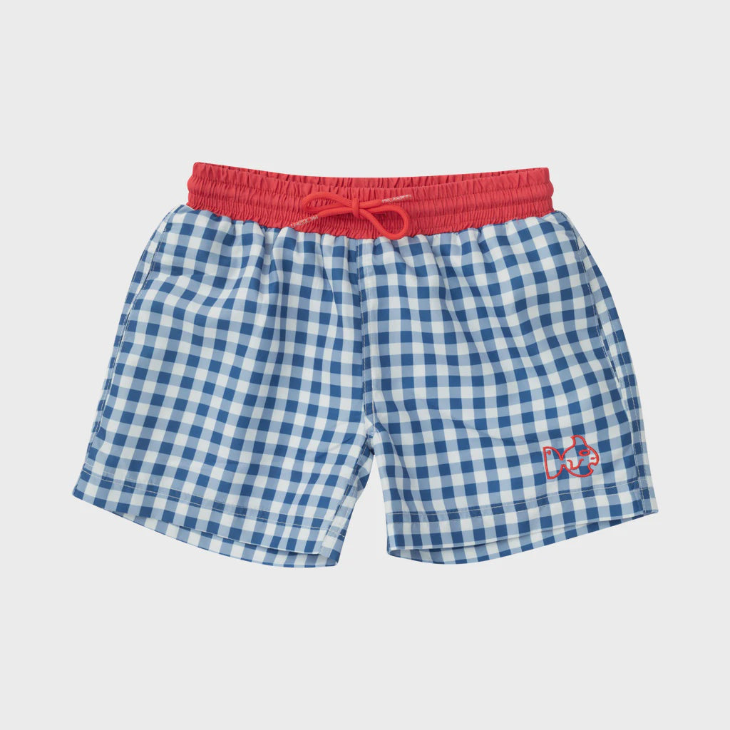 Boogie Board Swim trunks in Set Sail Navy Gingham