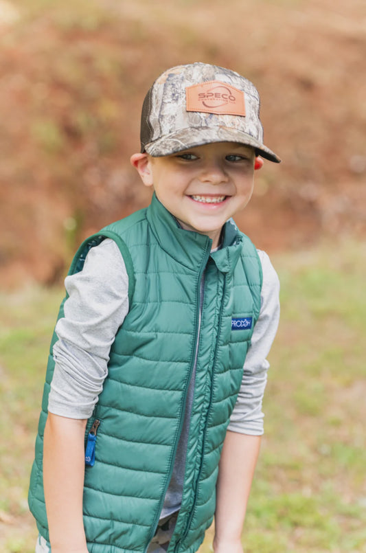 Kid's Puffer Vest in Posy Green with Sea Turtle Print Liner