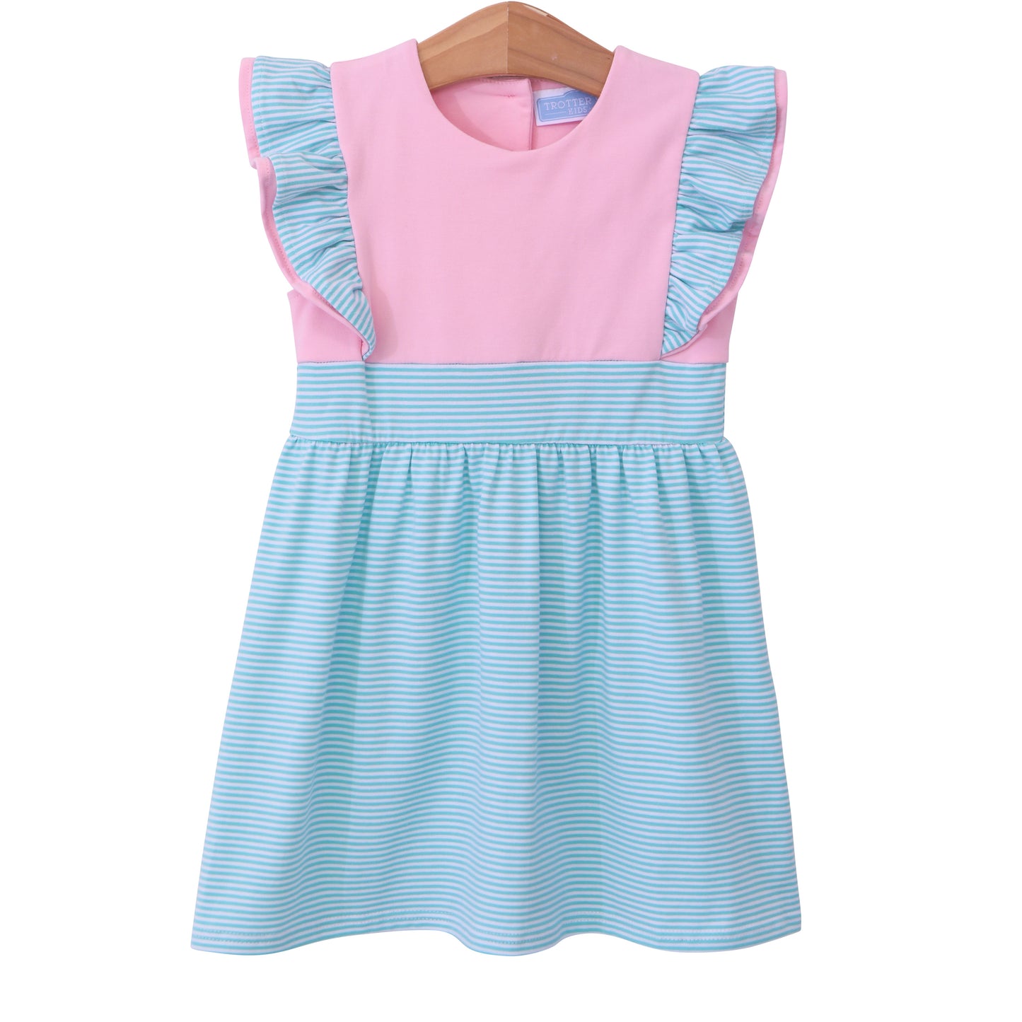 Rosie Dress- Mint Stripe & Pink