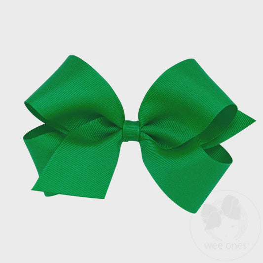 Medium Classic Grosgrain Hair Bow (Plain Wrap) - GRN