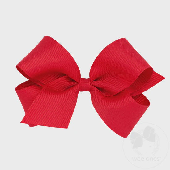 Medium Classic Grosgrain Hair Bow (Plain Wrap) - RED