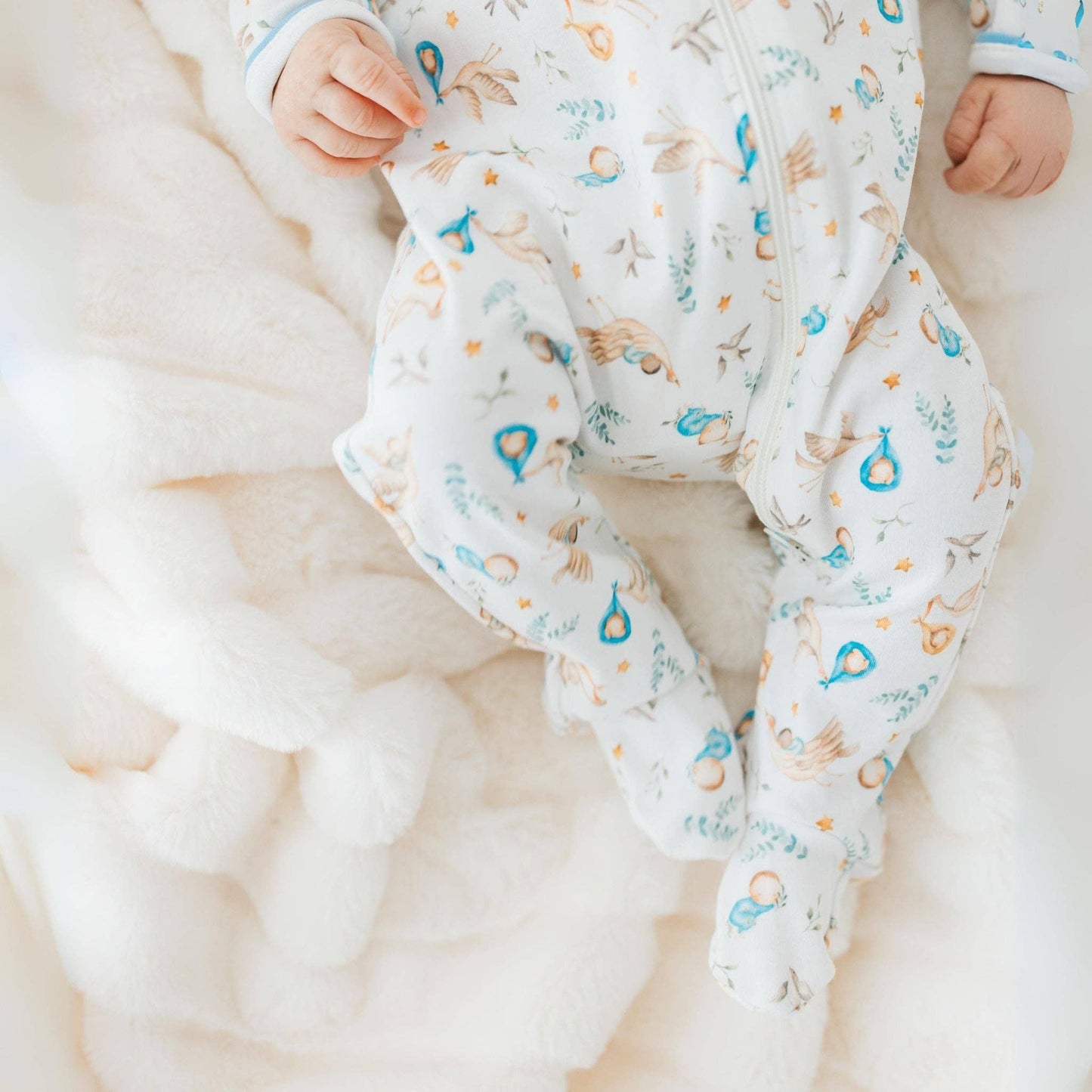 Magnolia Baby - Cherished Arrivals Zip Footie - Blue by Luna and Arlo: Newborn