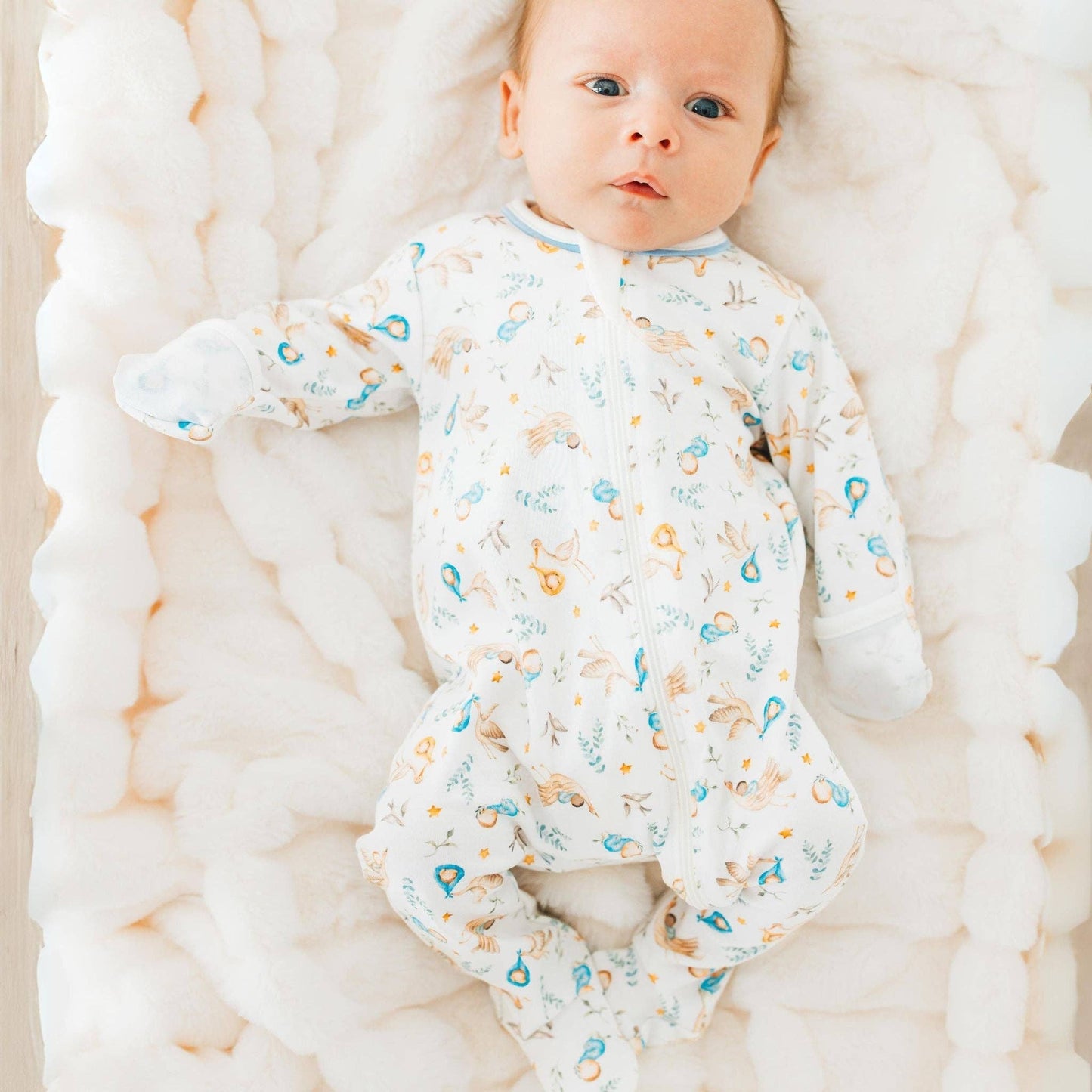 Magnolia Baby - Cherished Arrivals Zip Footie - Blue by Luna and Arlo: 3 Months