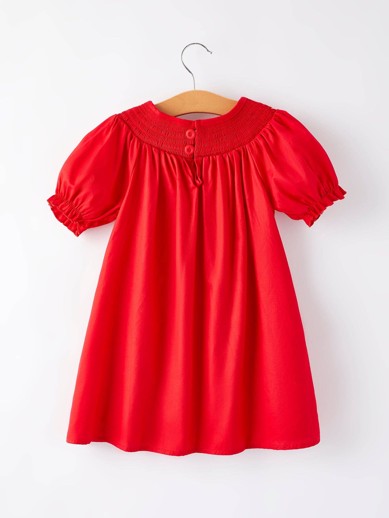 Rylee Faith Designs - Girls Bow Smocking Embroidered Red Dress: 5