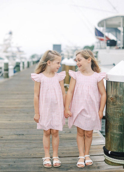 Pearl Dress in Pink Grid