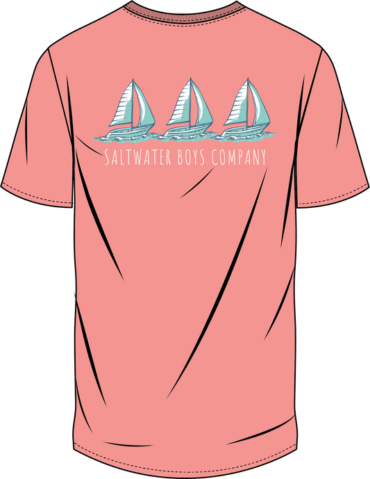 BOAT TRIO SS BOYS GRAPHIC TEE CORAL