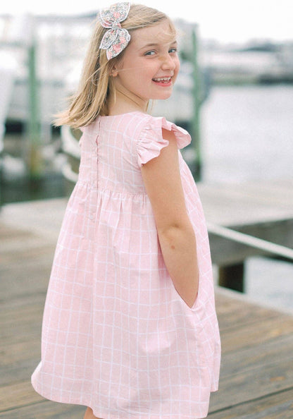 Pearl Dress in Pink Grid